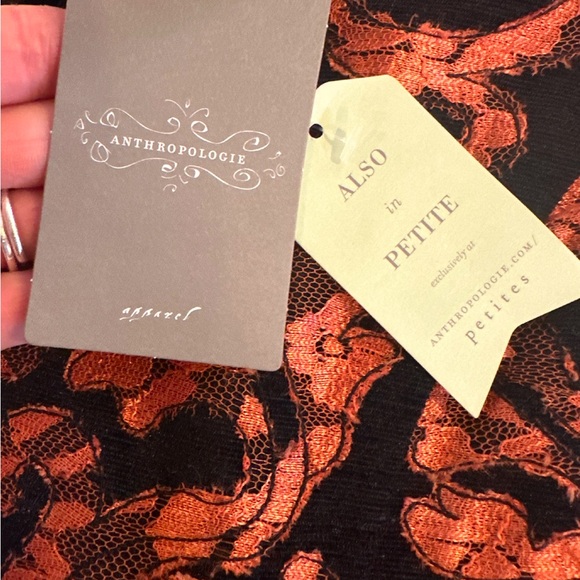 Yoana Baraschi black orange/copper metallic floral lace fit & flare dress size 2 - Picture 5 of 16